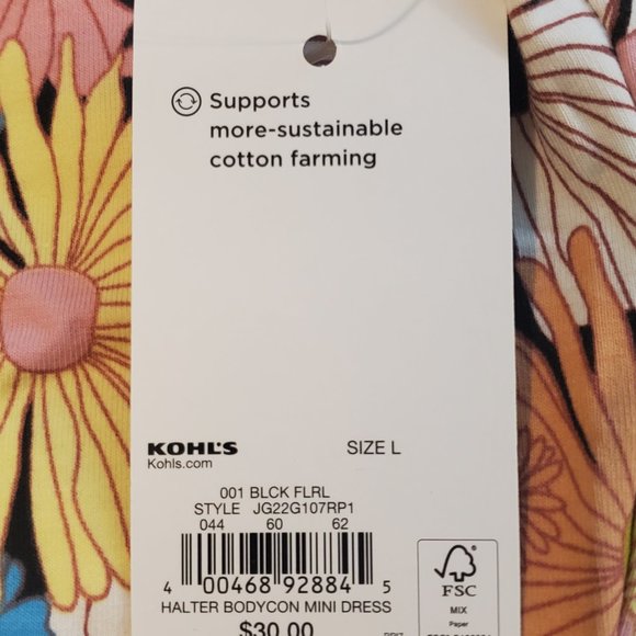 Juniors' SO® Halter Bodycon Mini Dress Size Large Sleeveless Floral Multicolor - Picture 6 of 6